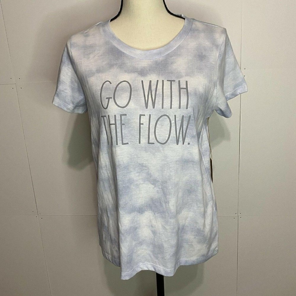 NWT Rae Dunn Sz Small GO WITH THE FLOW Tie Dye T-Shirt
